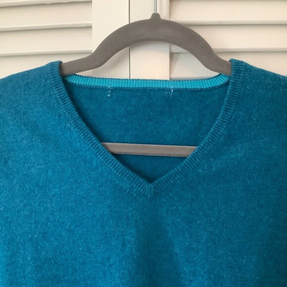 NWOT Edinburgh Woollen Mill cashmere sweater teal medium *missing size tag* - Picture 2 of 7